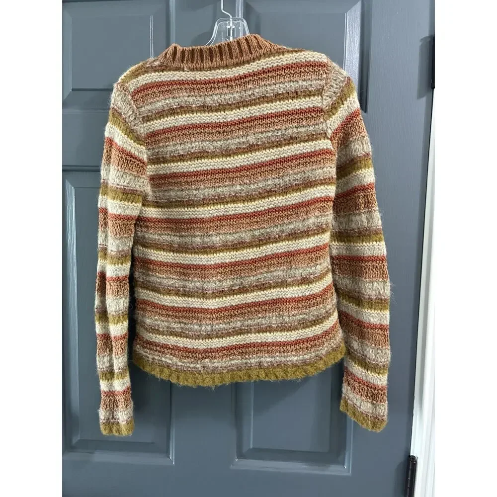 Faherty Mixed Yarn Striped Sweater $248 Womens Size XS Alpaca Fall Winter
